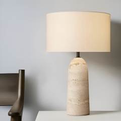 Lampe de chevet minimaliste Baiyeco - Lampe à ampoule enfichable avec base lestée en marbre, abat-jour en lin, utilisation mondiale