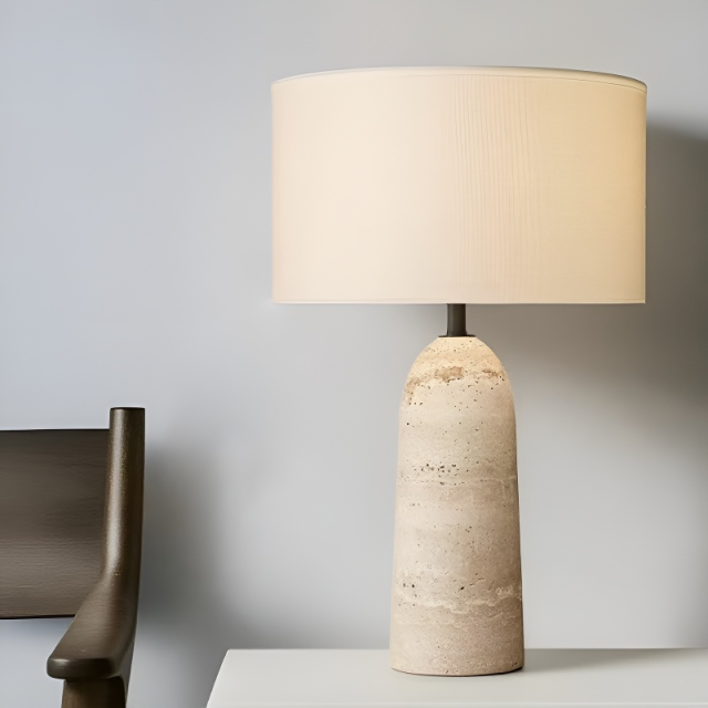 Lampe de chevet minimaliste Baiyeco - Lampe à ampoule enfichable avec base lestée en marbre, abat-jour en lin, utilisation mondiale