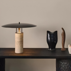 Baiyeco (Marble Collection) Table Light - Universal Plug Stone and Fabric Design Bulb Compatible