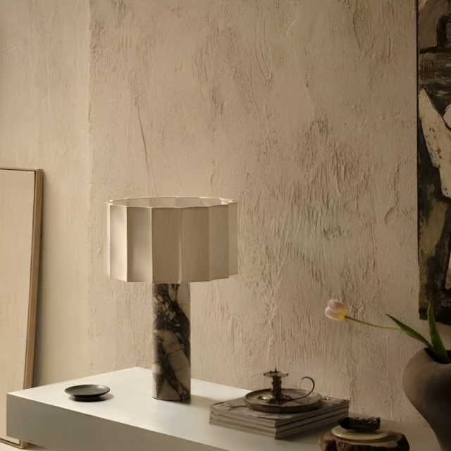 مصباح عمل حرفي من Baiyeco - قاعدة من الرخام الصلب، غطاء قماشي، لمبة، قابس دولي