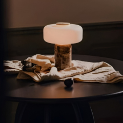 Baiyeco Contemporary Office Lamp - Marble Stability Fabric Diffuser Bulb Light Worldwide Plug-in