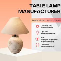 Baiyeco Modern Desk Lamp - Ceramic & Iron Construction with Cloth Shade Bulb Light Worldwide Voltage