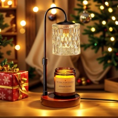 Baiyeco (Natural Series) Fragrance Lamp - Wood Frame Glass Shade Iron Accents USB Power Bulb Compatible