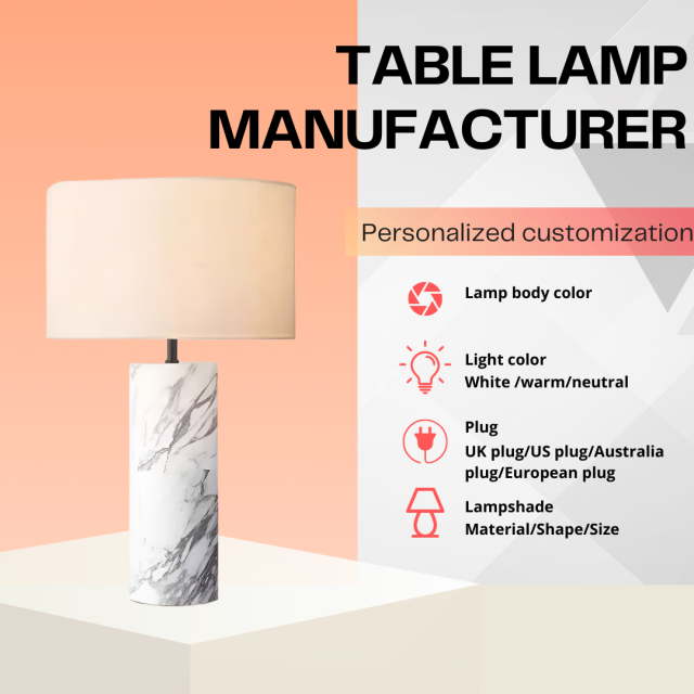 Baiyeco Modern Desk Lamp - For Use with Bulb Stone Base & Cloth Shade Worldwide Voltage Adapter