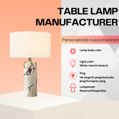 Lampe de chevet minimaliste Baiyeco - Lampe à ampoule enfichable avec base lestée en marbre, abat-jour en lin, utilisation mondiale