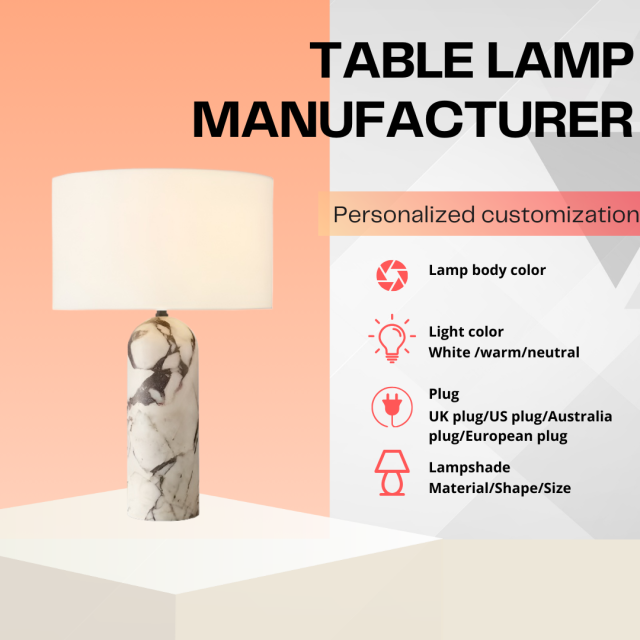 Lampe de chevet minimaliste Baiyeco - Lampe à ampoule enfichable avec base lestée en marbre, abat-jour en lin, utilisation mondiale