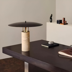 Baiyeco (Marble Collection) Table Light - Universal Plug Stone and Fabric Design Bulb Compatible