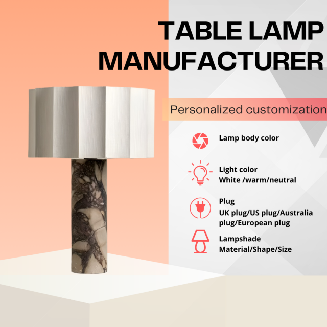 مصباح عمل حرفي من Baiyeco - قاعدة من الرخام الصلب، غطاء قماشي، لمبة، قابس دولي