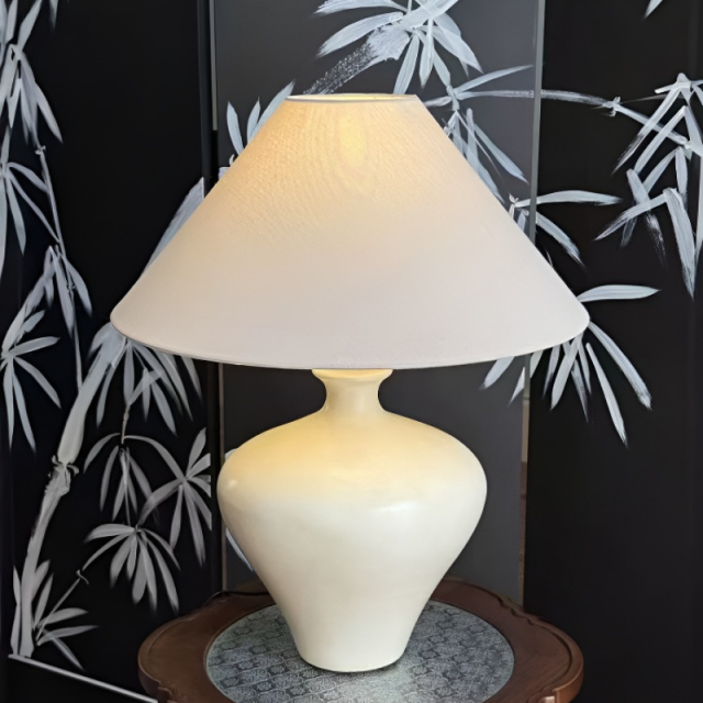 Baiyeco Ceramic Task Lamp - For Use with Bulb Fabric Shade Iron Details International Plug Adapter