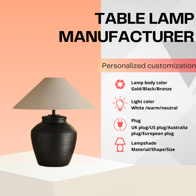 Baiyeco (Classic Collection) Table Light - Universal Plug Ceramic Iron Hybrid Design Linen Shade