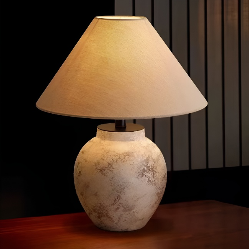 Baiyeco Modern Desk Lamp - Ceramic & Iron Construction with Cloth Shade Bulb Light Worldwide Voltage