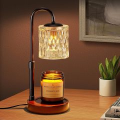 Baiyeco (Natural Series) Fragrance Lamp - Wood Frame Glass Shade Iron Accents USB Power Bulb Compatible
