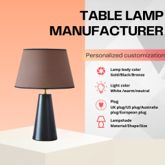 Baiyeco (Metro Series) Table Lamp - Industrial Iron Frame Fabric Shade Bulb Compatible Universal Plug