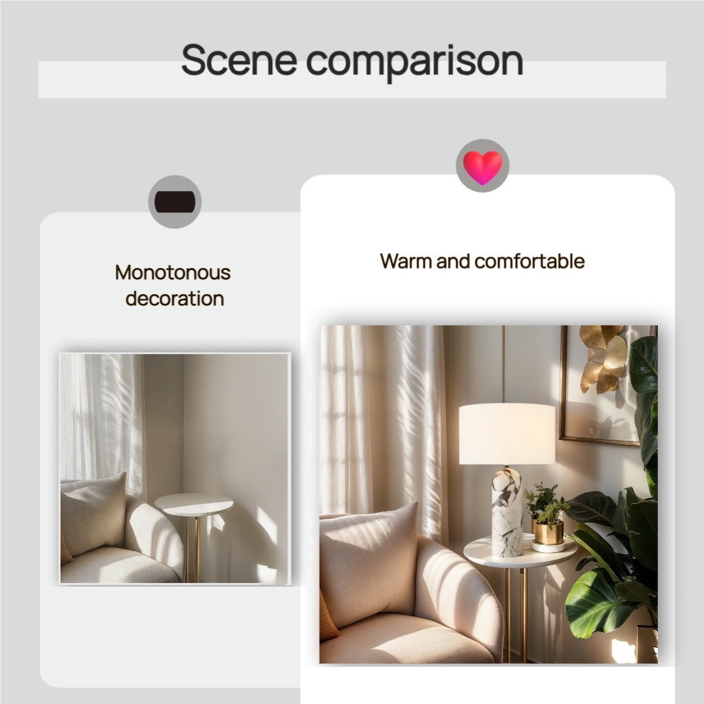 Lampe de chevet minimaliste Baiyeco - Lampe à ampoule enfichable avec base lestée en marbre, abat-jour en lin, utilisation mondiale