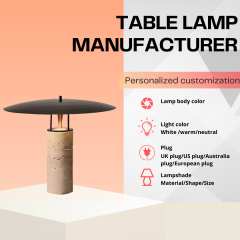 Baiyeco (Marble Collection) Table Light - Universal Plug Stone and Fabric Design Bulb Compatible