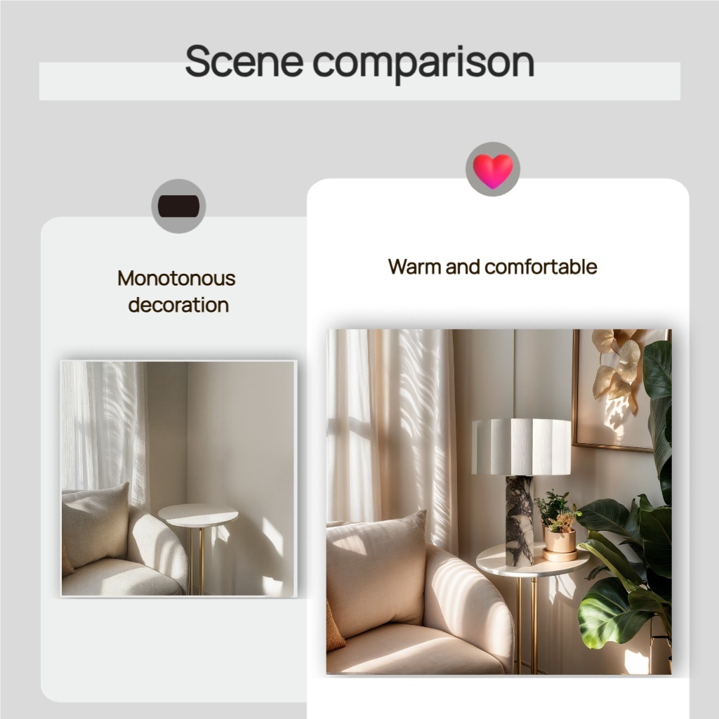 مصباح عمل حرفي من Baiyeco - قاعدة من الرخام الصلب، غطاء قماشي، لمبة، قابس دولي