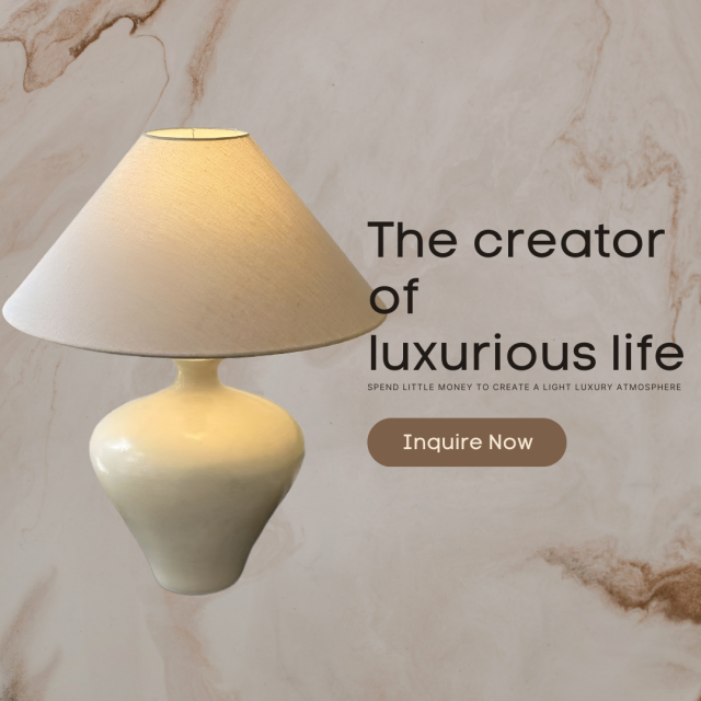 Baiyeco Ceramic Task Lamp - For Use with Bulb Fabric Shade Iron Details International Plug Adapter