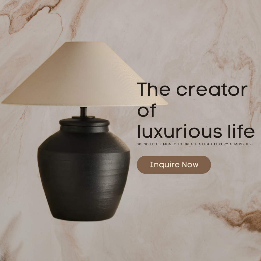 Baiyeco (Classic Collection) Table Light - Universal Plug Ceramic Iron Hybrid Design Linen Shade