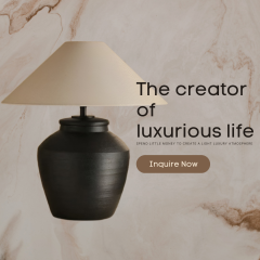 Baiyeco (Classic Collection) Table Light - Universal Plug Ceramic Iron Hybrid Design Linen Shade