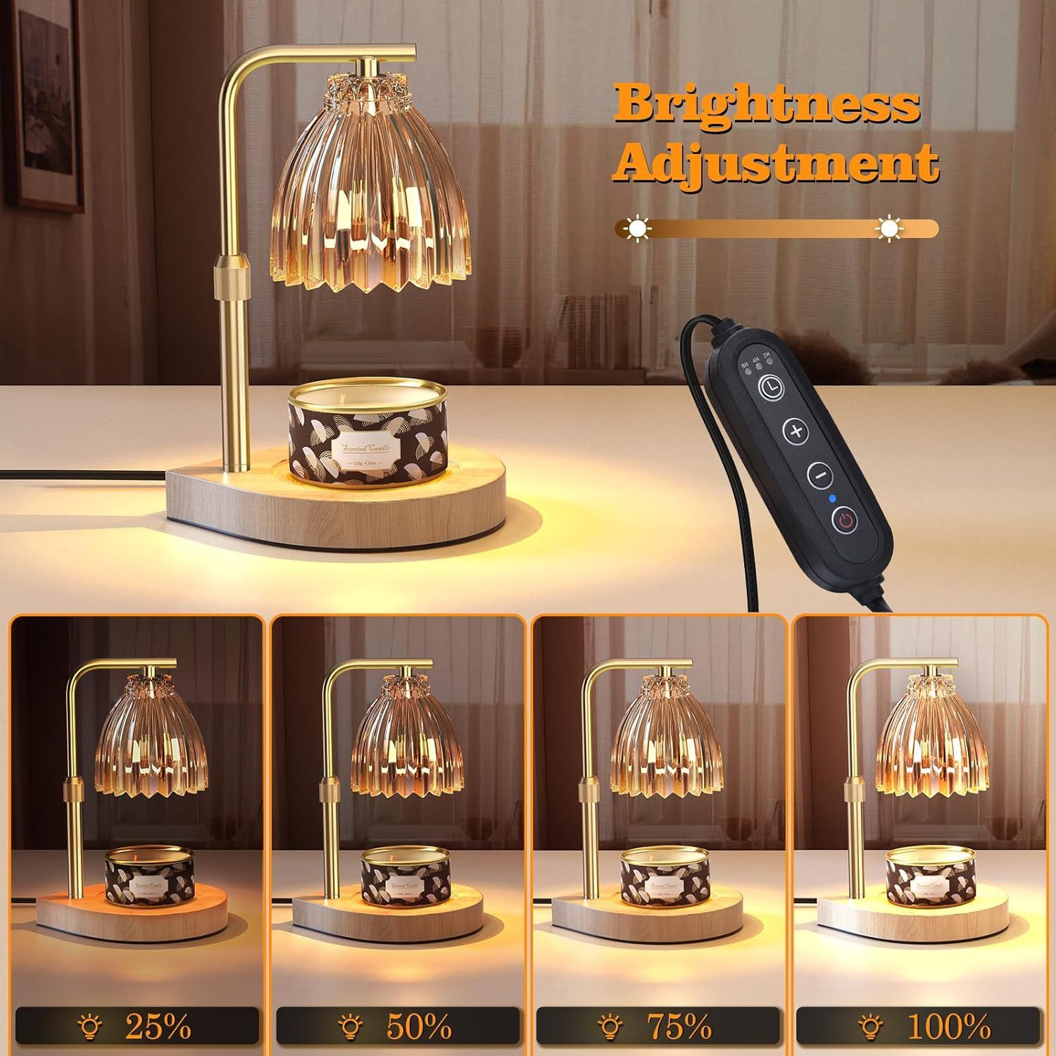 موزع روائح باييكو سبا ستايل - مصباح عطري USB بتصميم خشبي زجاجي حديدي