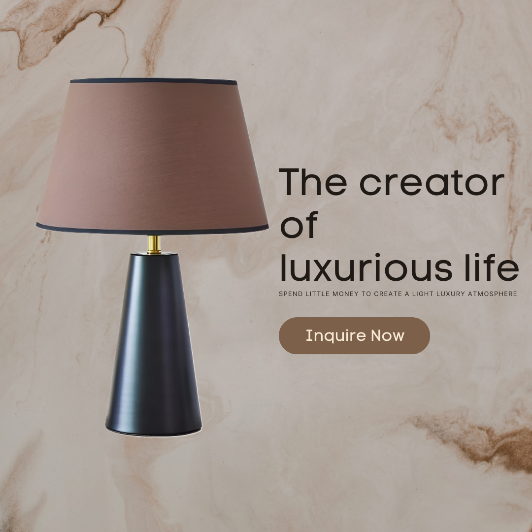 Baiyeco (Metro Series) Table Lamp - Industrial Iron Frame Fabric Shade Bulb Compatible Universal Plug