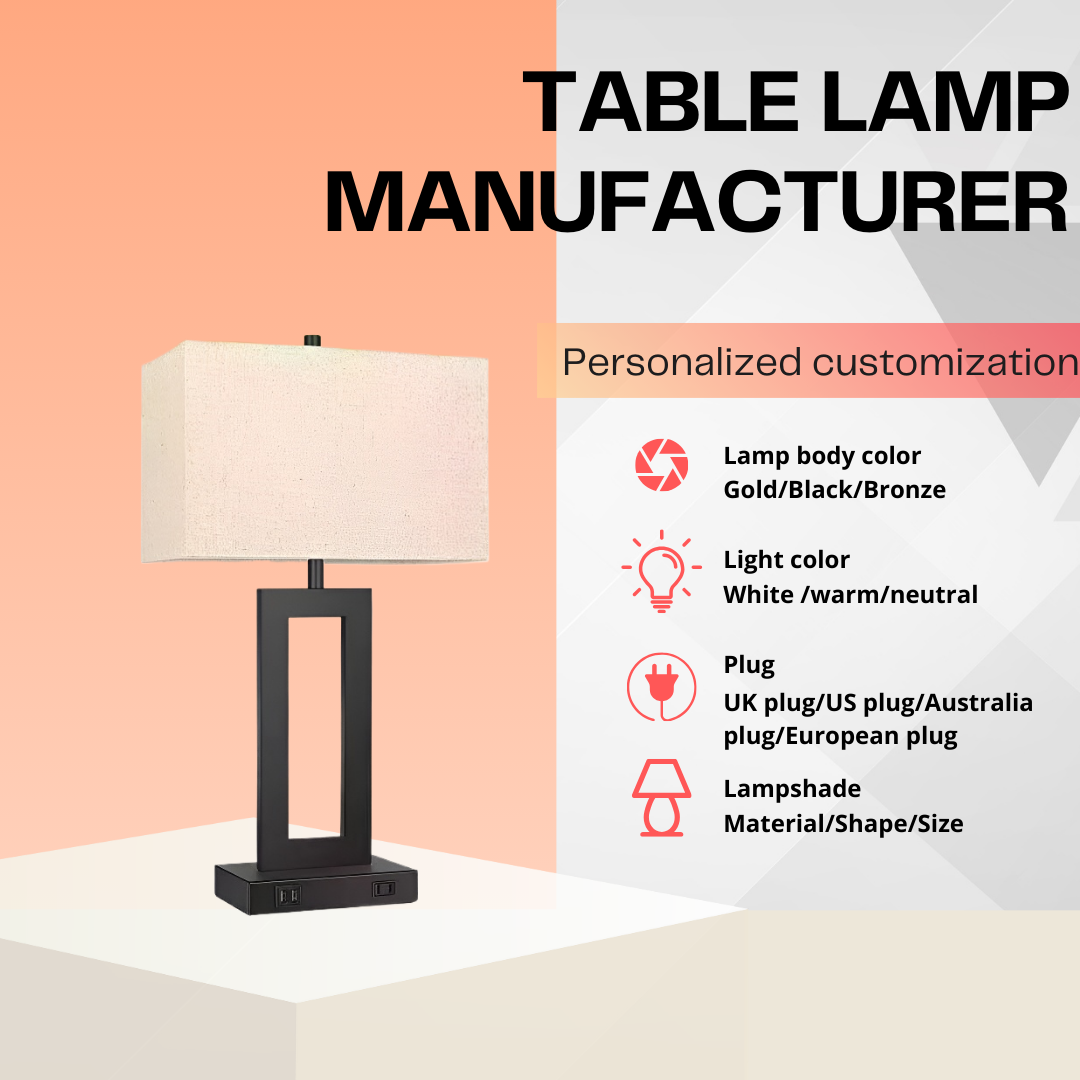 Lampe de bureau Baiyeco (charge intelligente) - Double alimentation, prise USB-C, base en fer, capteur tactile, abat-jour en tissu, utilisation mondiale