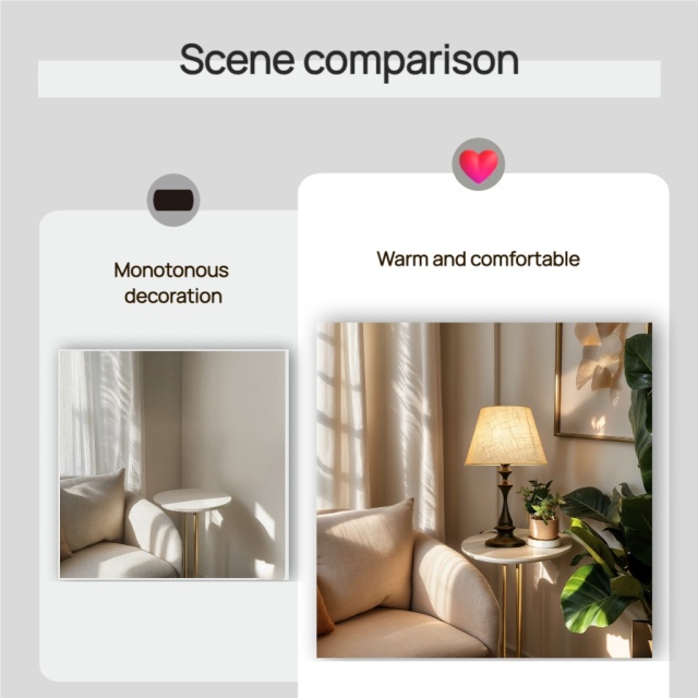 Baiyeco (Urban Loft) Desk Lamp - Plug-in Light with Iron Base Cloth Lampshade Worldwide Voltage Adapter