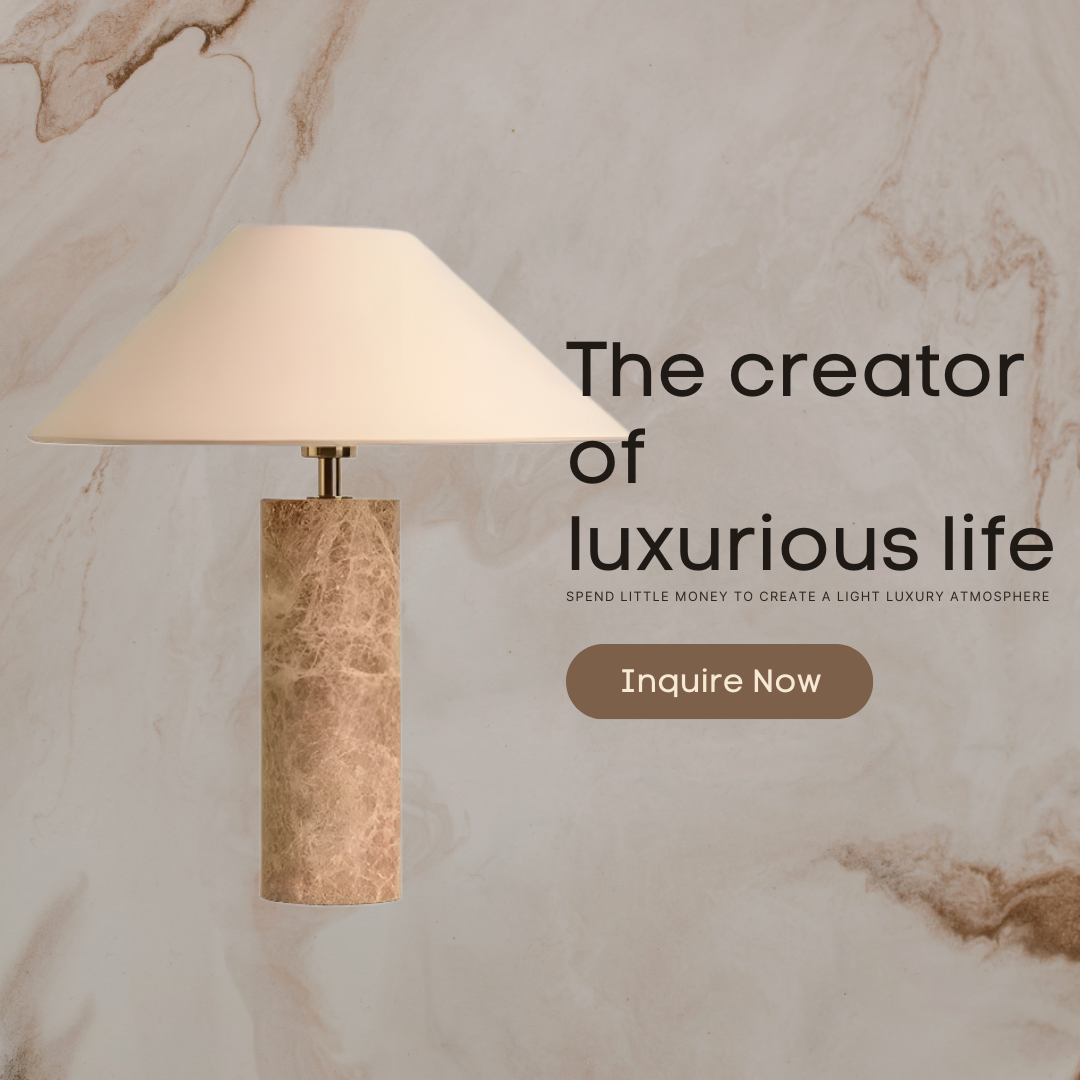 Baiyeco (Luxury Series) Table Lamp - Marble Base Fabric Shade Bulb Light Universal Plug