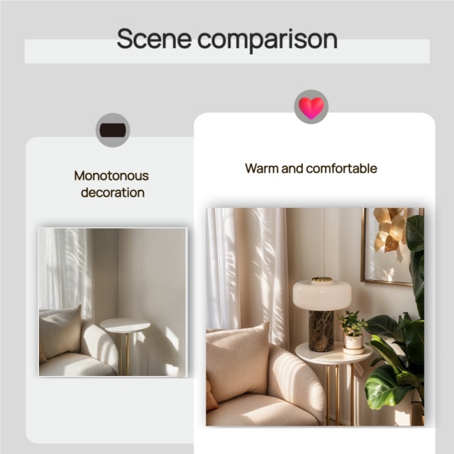 Baiyeco Contemporary Office Lamp - Marble Stability Fabric Diffuser Bulb Light Worldwide Plug-in