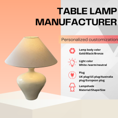 Baiyeco Ceramic Task Lamp - For Use with Bulb Fabric Shade Iron Details International Plug Adapter