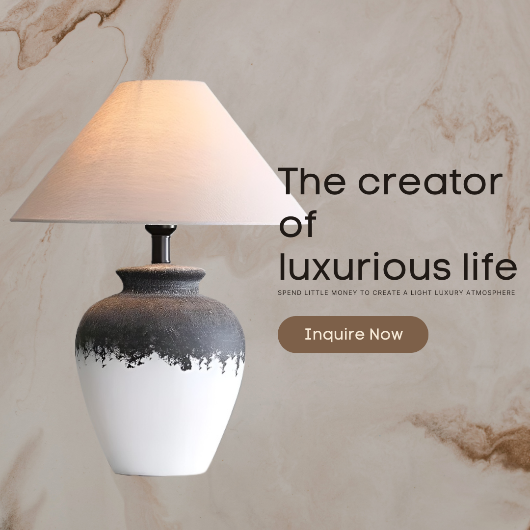 Baiyeco (Artisan Series) Table Lamp - Ceramic Base Iron Accent Fabric Shade Universal Plug for Bulb