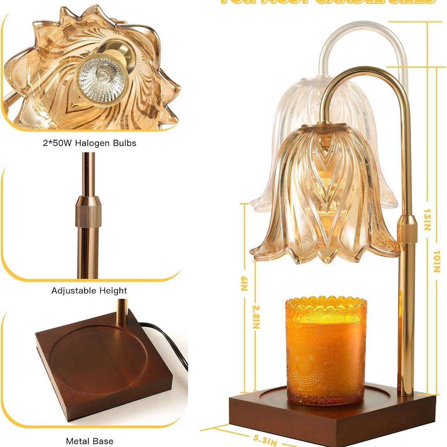 Baiyeco Modern Scented Light - USB Operation Wood Iron & Glass Construction for Aromatherapy Bulb