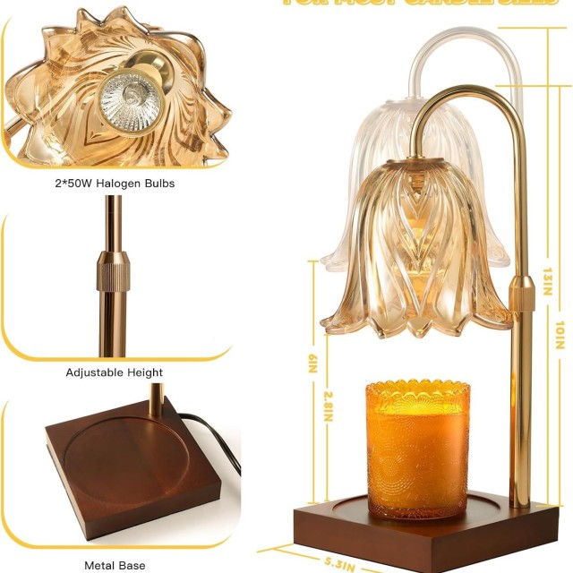 Baiyeco Modern Scented Light - USB Operation Wood Iron & Glass Construction for Aromatherapy Bulb