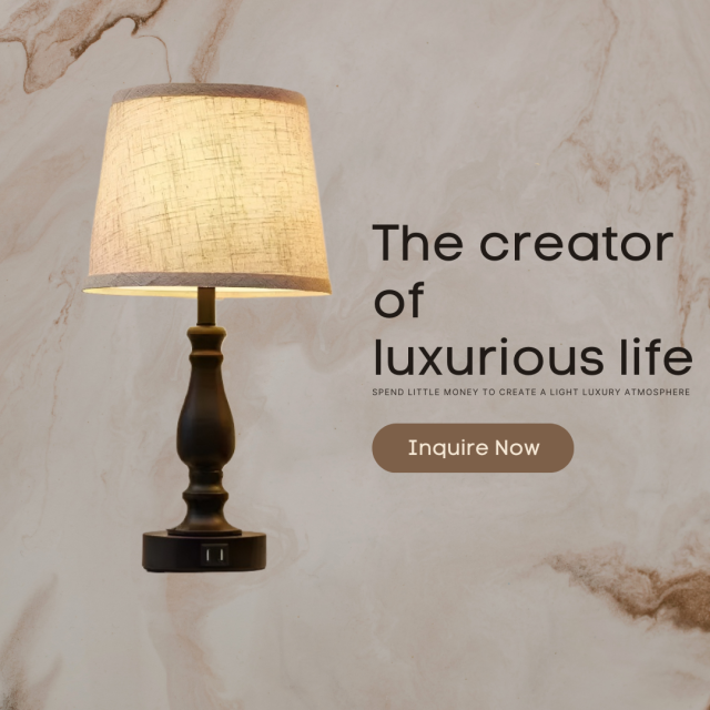 Baiyeco (Modern Series) Table Lamp - Touch Control Iron Desk Light with USB-C Charging Port & Fabric Shade Universal Plug