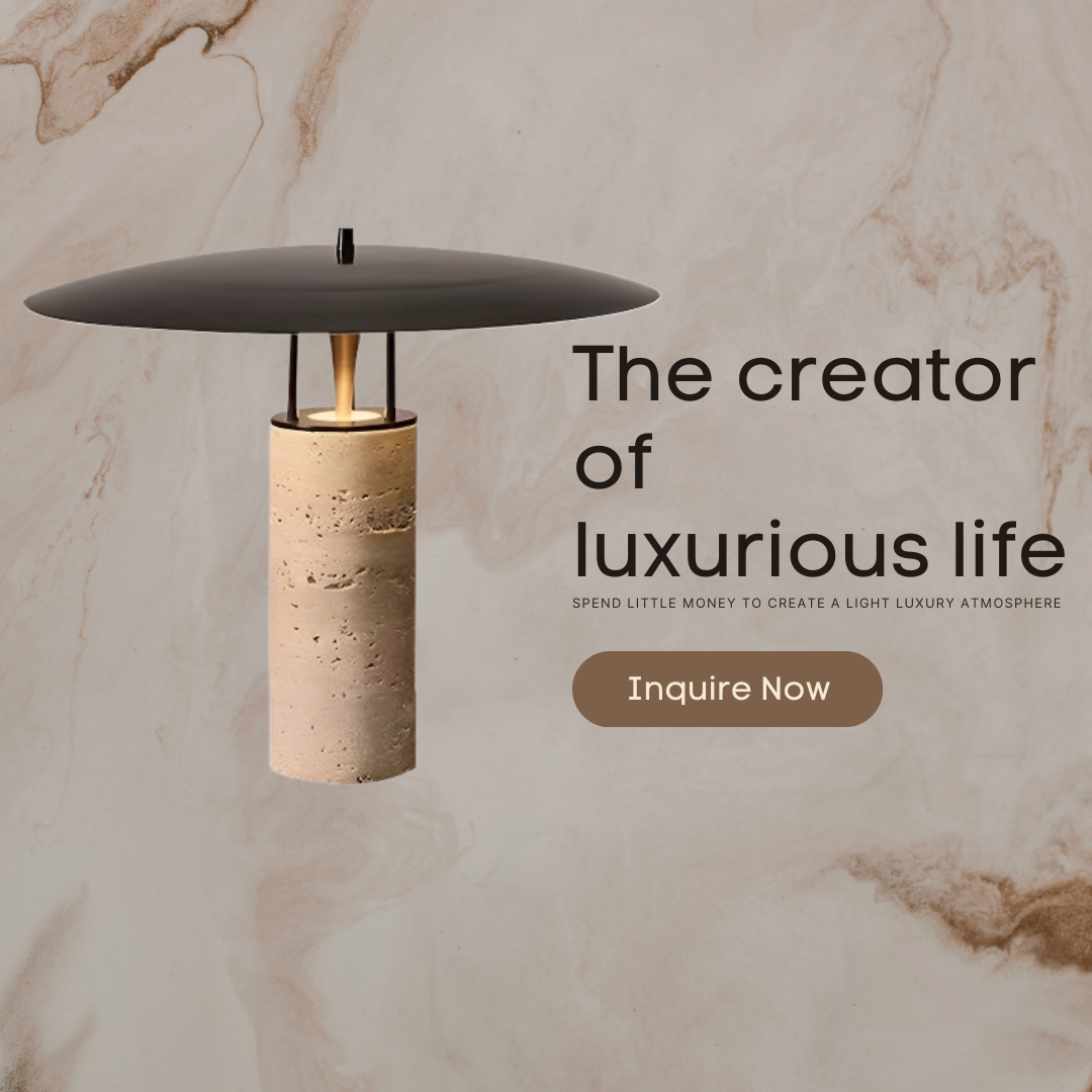 Baiyeco (Marble Collection) Table Light - Universal Plug Stone and Fabric Design Bulb Compatible