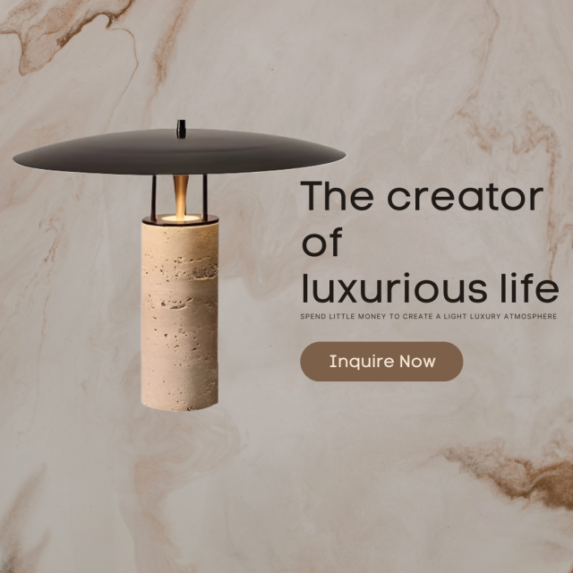 Baiyeco (Marble Collection) Table Light - Universal Plug Stone and Fabric Design Bulb Compatible