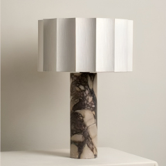 مصباح عمل حرفي من Baiyeco - قاعدة من الرخام الصلب، غطاء قماشي، لمبة، قابس دولي