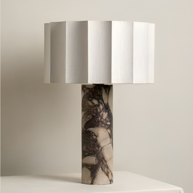 مصباح عمل حرفي من Baiyeco - قاعدة من الرخام الصلب، غطاء قماشي، لمبة، قابس دولي