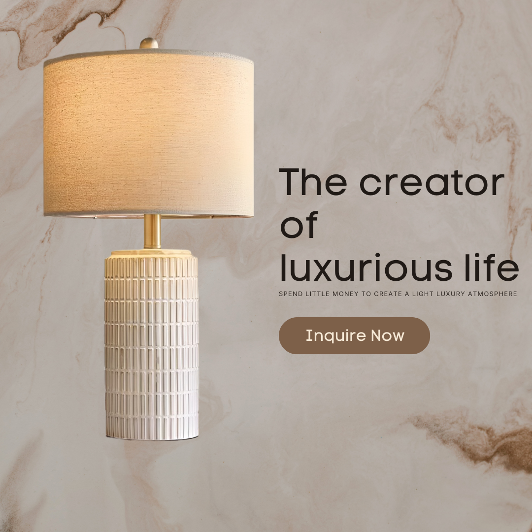 Baiyeco Vintage Bedside Light - Plug-in Bulb Lamp Ceramic Body Iron Neck Fabric Diffuser Global Use