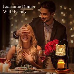 Baiyeco (Natural Series) Fragrance Lamp - Wood Frame Glass Shade Iron Accents USB Power Bulb Compatible