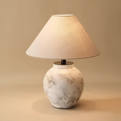 Baiyeco Modern Desk Lamp - Ceramic & Iron Construction with Cloth Shade Bulb Light Worldwide Voltage