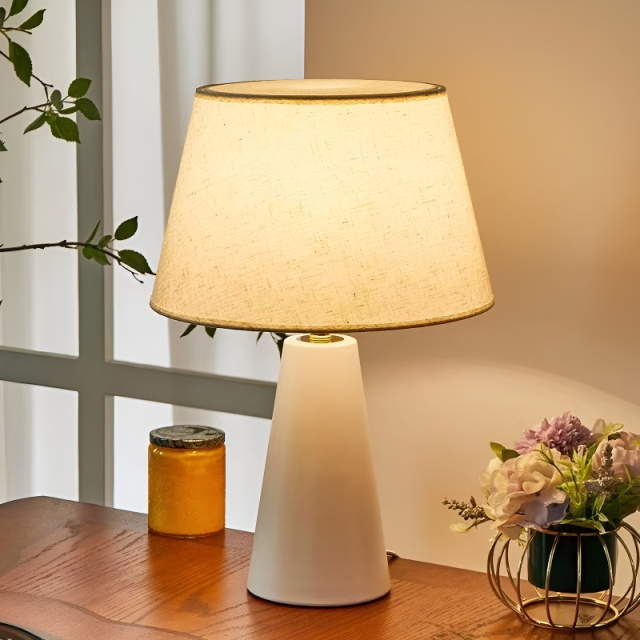 Baiyeco (Metro Series) Table Lamp - Industrial Iron Frame Fabric Shade Bulb Compatible Universal Plug