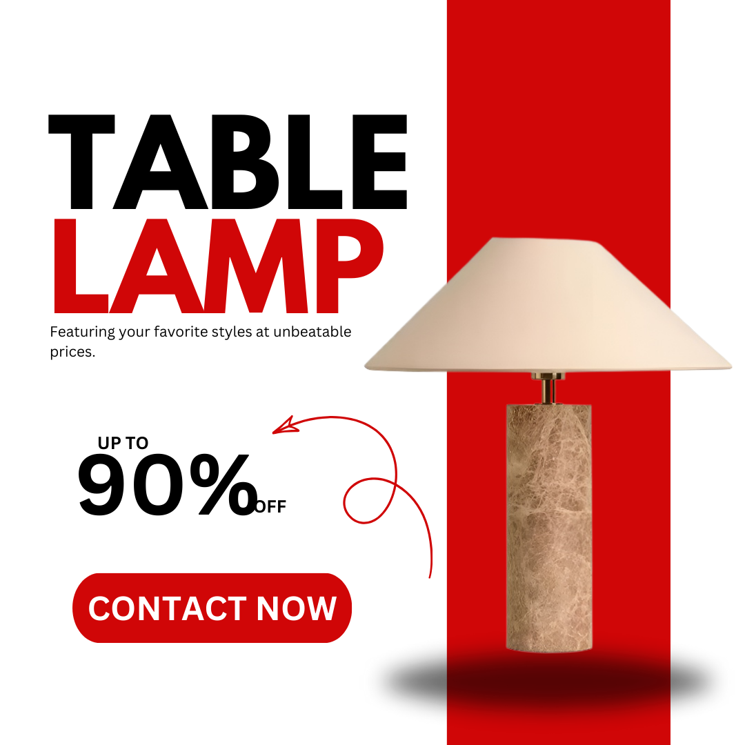 Baiyeco (Luxury Series) Table Lamp - Marble Base Fabric Shade Bulb Light Universal Plug