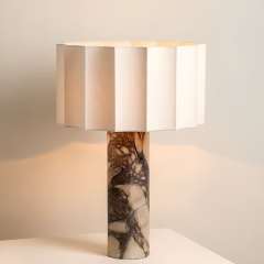 مصباح عمل حرفي من Baiyeco - قاعدة من الرخام الصلب، غطاء قماشي، لمبة، قابس دولي