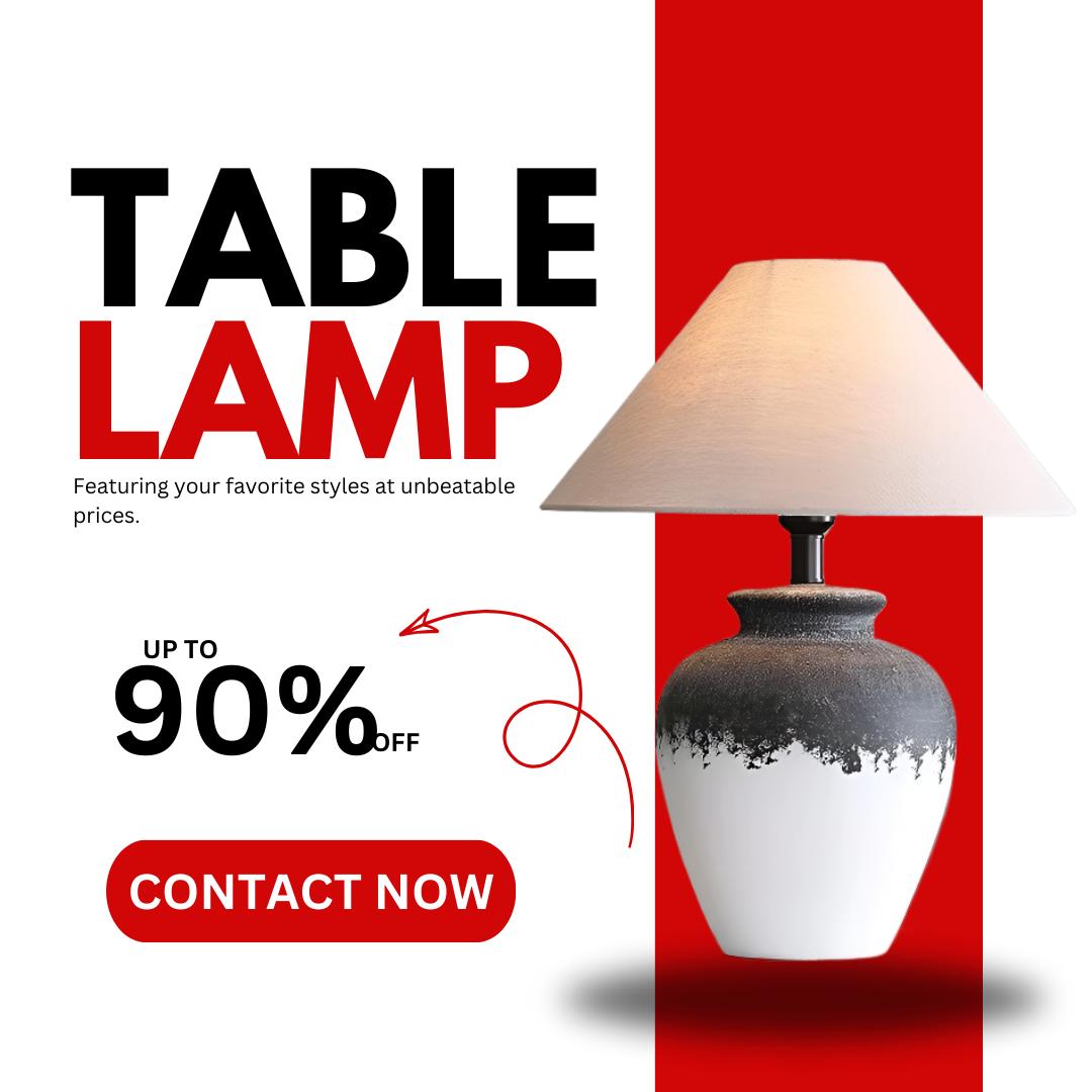 Baiyeco (Artisan Series) Table Lamp - Ceramic Base Iron Accent Fabric Shade Universal Plug for Bulb