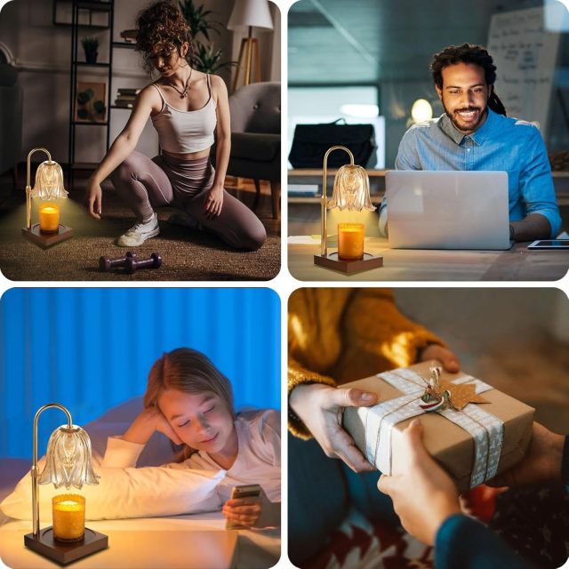 Baiyeco Modern Scented Light - USB Operation Wood Iron & Glass Construction for Aromatherapy Bulb