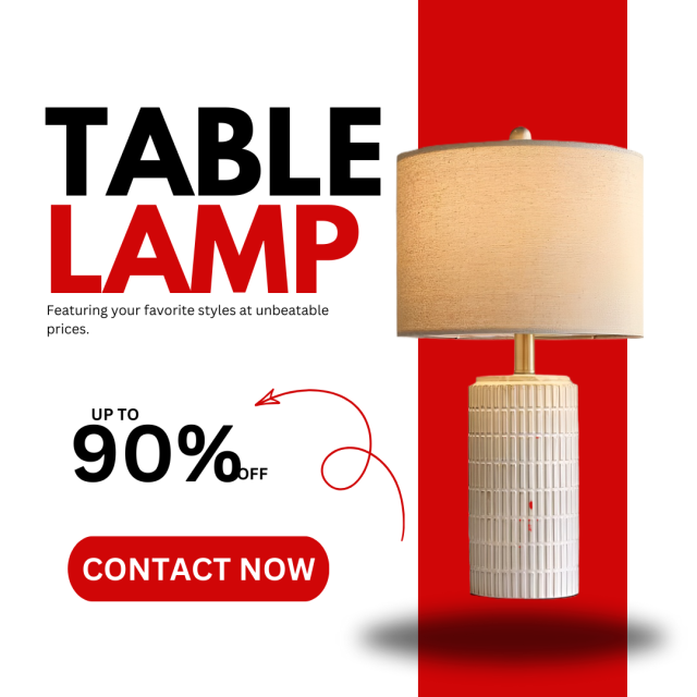 Baiyeco Vintage Bedside Light - Plug-in Bulb Lamp Ceramic Body Iron Neck Fabric Diffuser Global Use