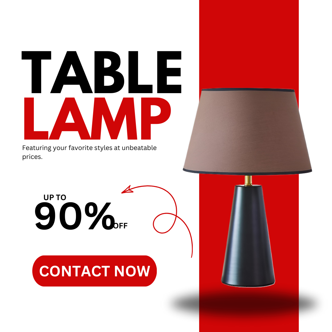 Baiyeco (Metro Series) Table Lamp - Industrial Iron Frame Fabric Shade Bulb Compatible Universal Plug