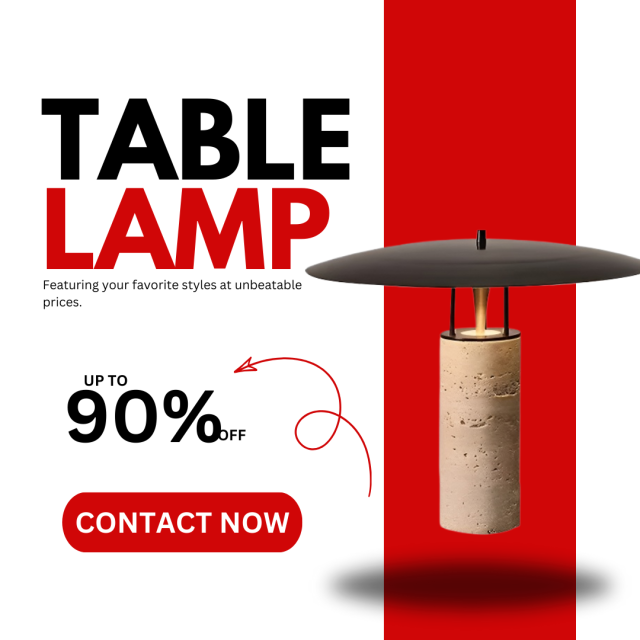 Baiyeco (Marble Collection) Table Light - Universal Plug Stone and Fabric Design Bulb Compatible