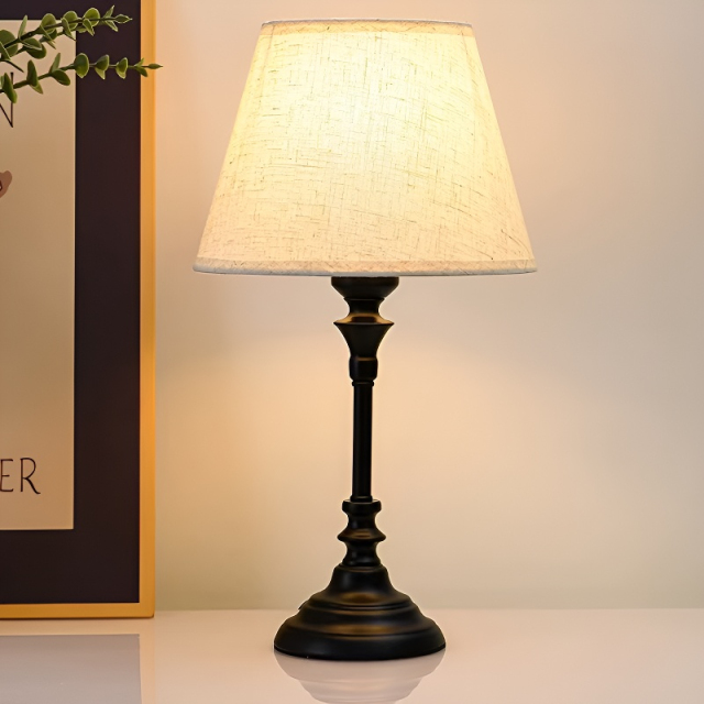 Baiyeco (Cordless Series) Table Lamp - USB Rechargeable Battery Iron Base Fabric Shade Bulb Compatible